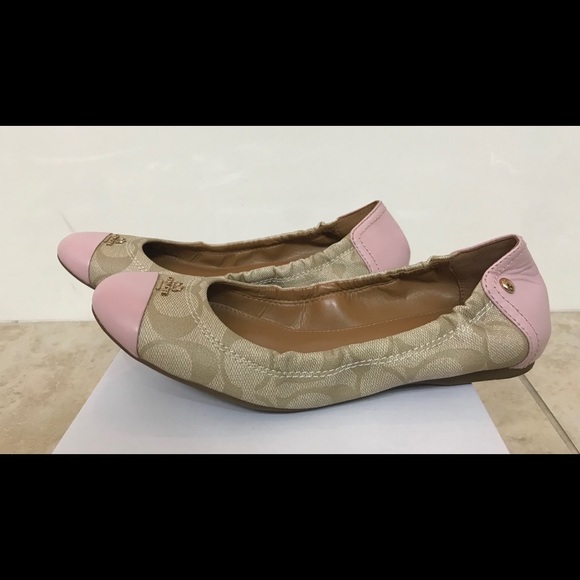 Coach Ballerina flat shoes with pink cap toe - Picture 2 of 5